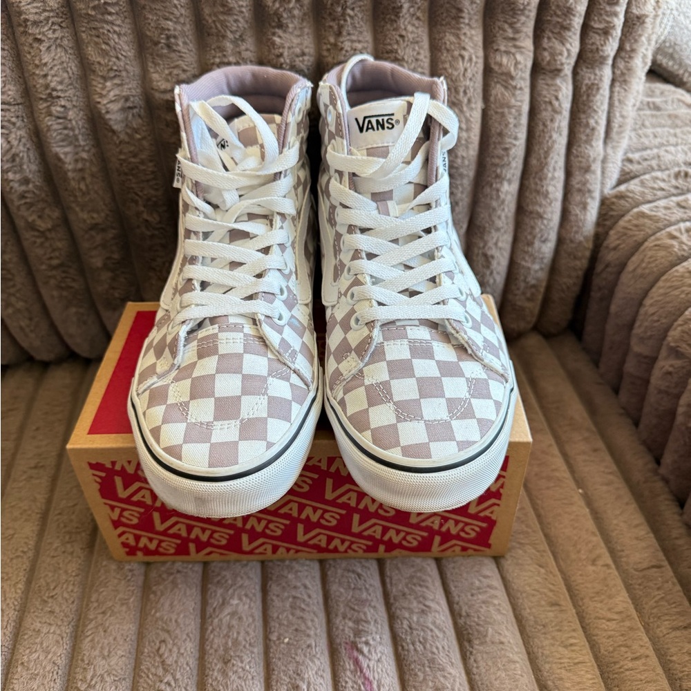 Vans White and Gray Checkered High-Tops - Picture 2 of 7